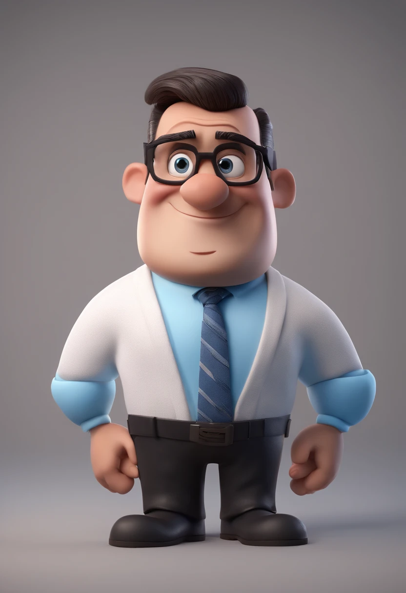 Cartoon character of a man with black glasses and a blue shirt, animation character, Caractere estilizado, animation style rendering, 3D estilizado, Arnold Maya render, 3 d render stylized, toon render keyshot, Personagem 3D, Personagem 3D, 3d rendering stylized, 3 d character render, personagem de desenho animado, Personagem de close up, Pose de personagem,  (Estilo Pixar) (master part:1.2) (Bokeh) (best quality) (pele detalhada) (textura detalhada) (8k) (argila) (Cinematic lighting) (foco nítido