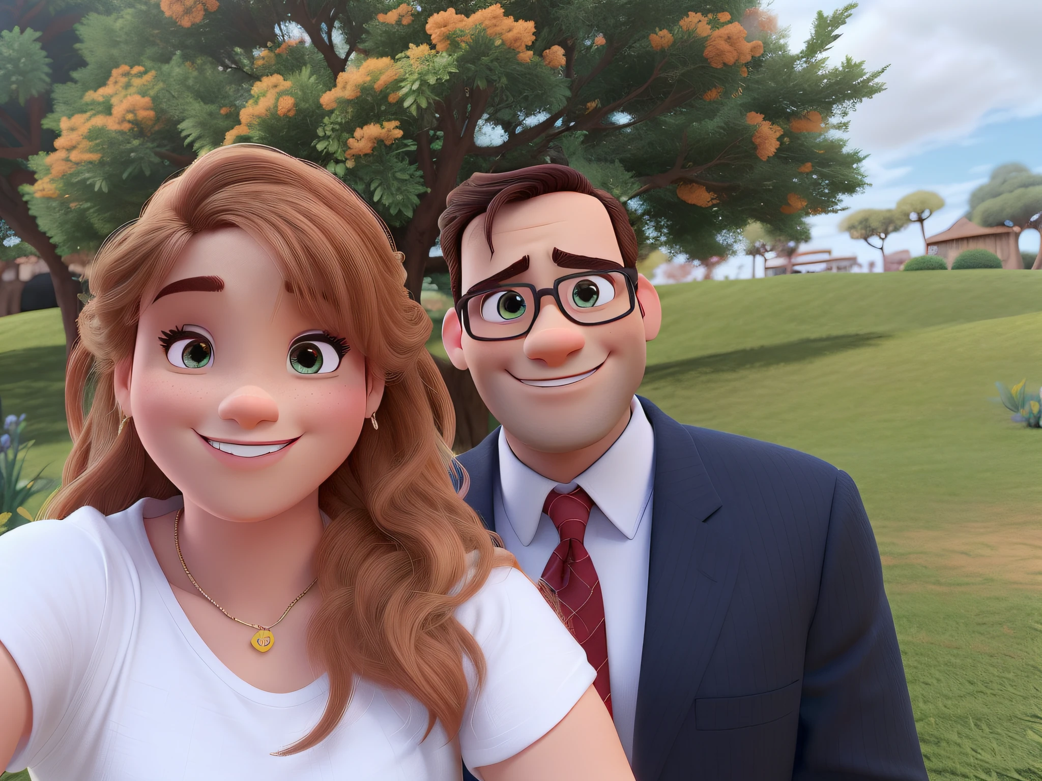 um homem e uma mulher, estilo disney pixar, alta qualidade, melhor qualidade