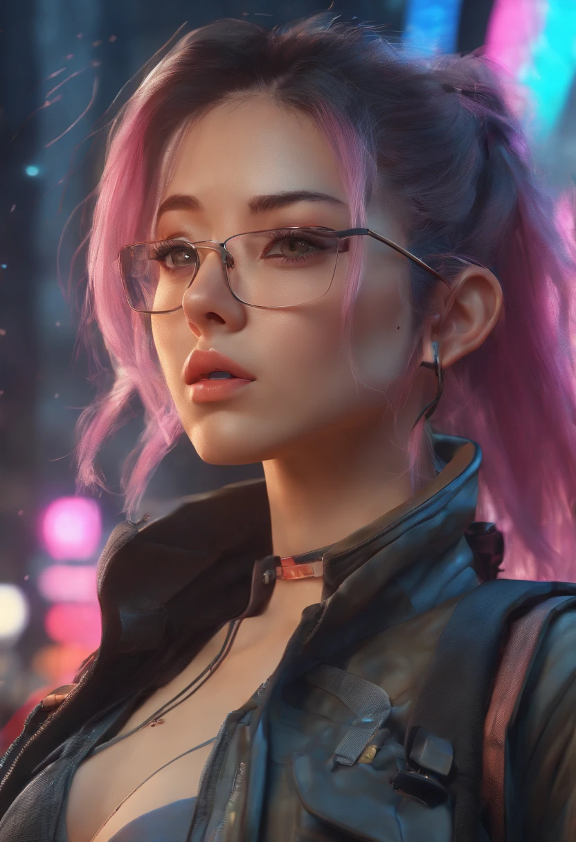 There's a woman standing on the side of the street, arte cyberpunk por Yang J, trending on ArtStation, realismo, Arte no estilo de Guweiz, estilo anime. 8k, Guweiz, Estilo anime 3D realista, Trend in CGTacing:, 🤤 retrato da , estilo cyberpunk hiper-realista, Estilo anime misturado com Fujifilm, meninapunk sonhadora