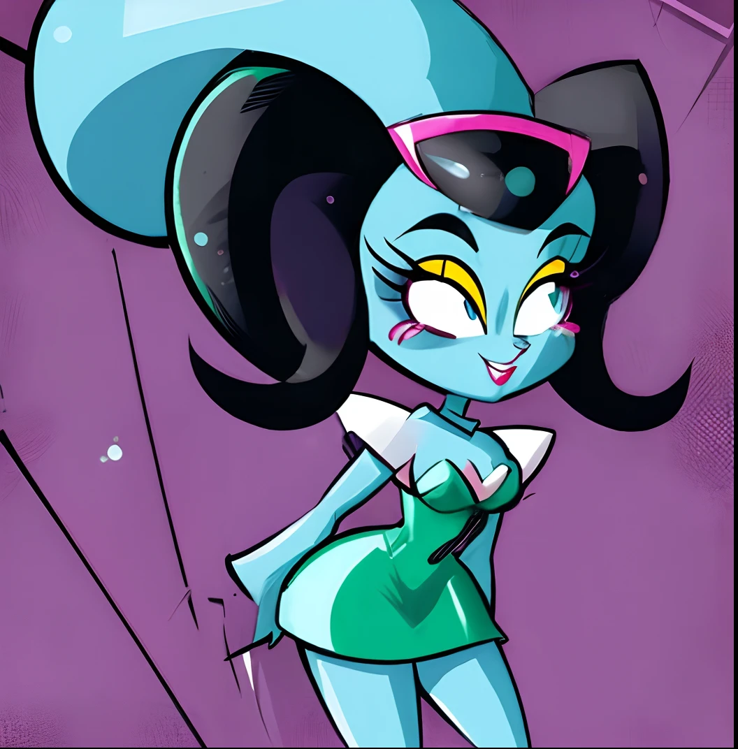 50's style cartoon pinup alien girl