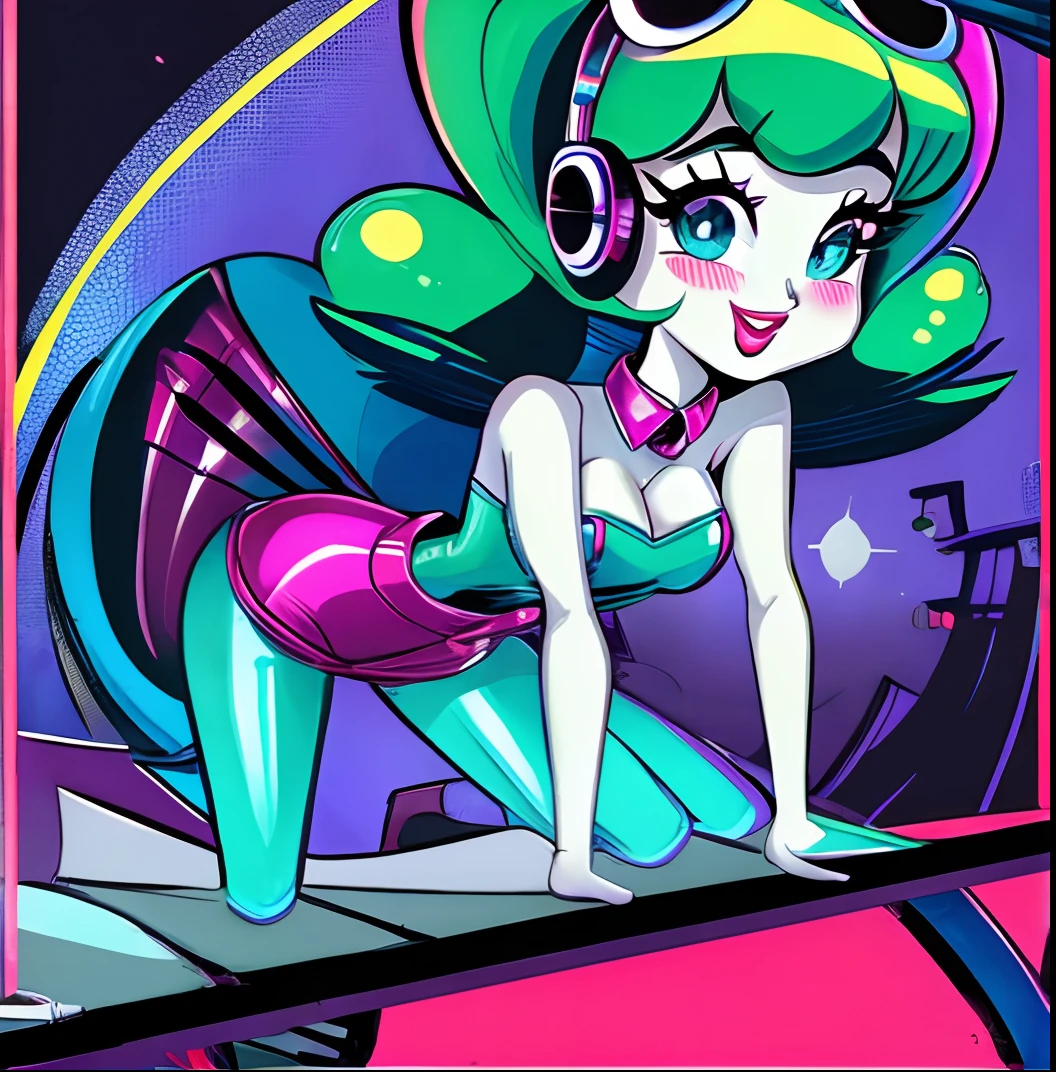 50's style cartoon pinup alien girl