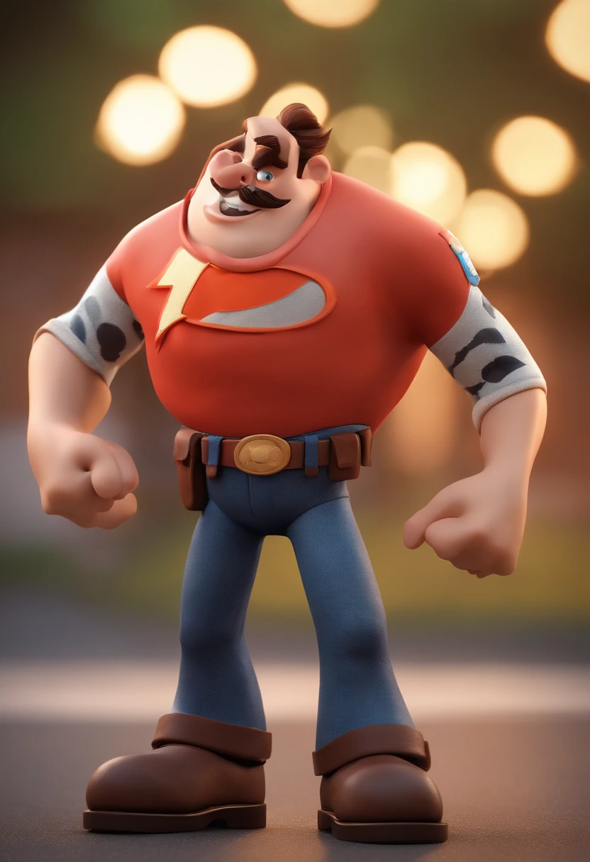 Cartoon character of a man wearing a white shirt, um personagem animado, Caractere estilizado, animation style rendering, 3D estilizado, Arnold Maya render, 3 d render stylized, toon render keyshot, Personagem 3D, Personagem 3D, 3d rendering stylized, 3 d character render, personagem de desenho animado, Personagem de close up, Pose de personagem, (Estilo Pixar) (master part:1.2) (Bokeh) (best quality) (pele detalhada) (textura detalhada) (8k) (argila) (Cinematic lighting) (foco nítido,Senta e vaza a parte superior do corpo