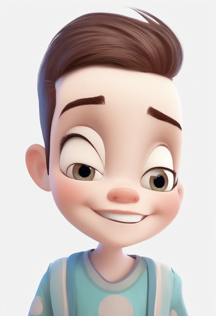 a happy cute *** standing short hair, vestindo uma fantasia espacial, , fundo branco, barnet, Tom, Estilo Pixar, ....3d, desenhos animados, rosto detalhado, asymmetrical 16k