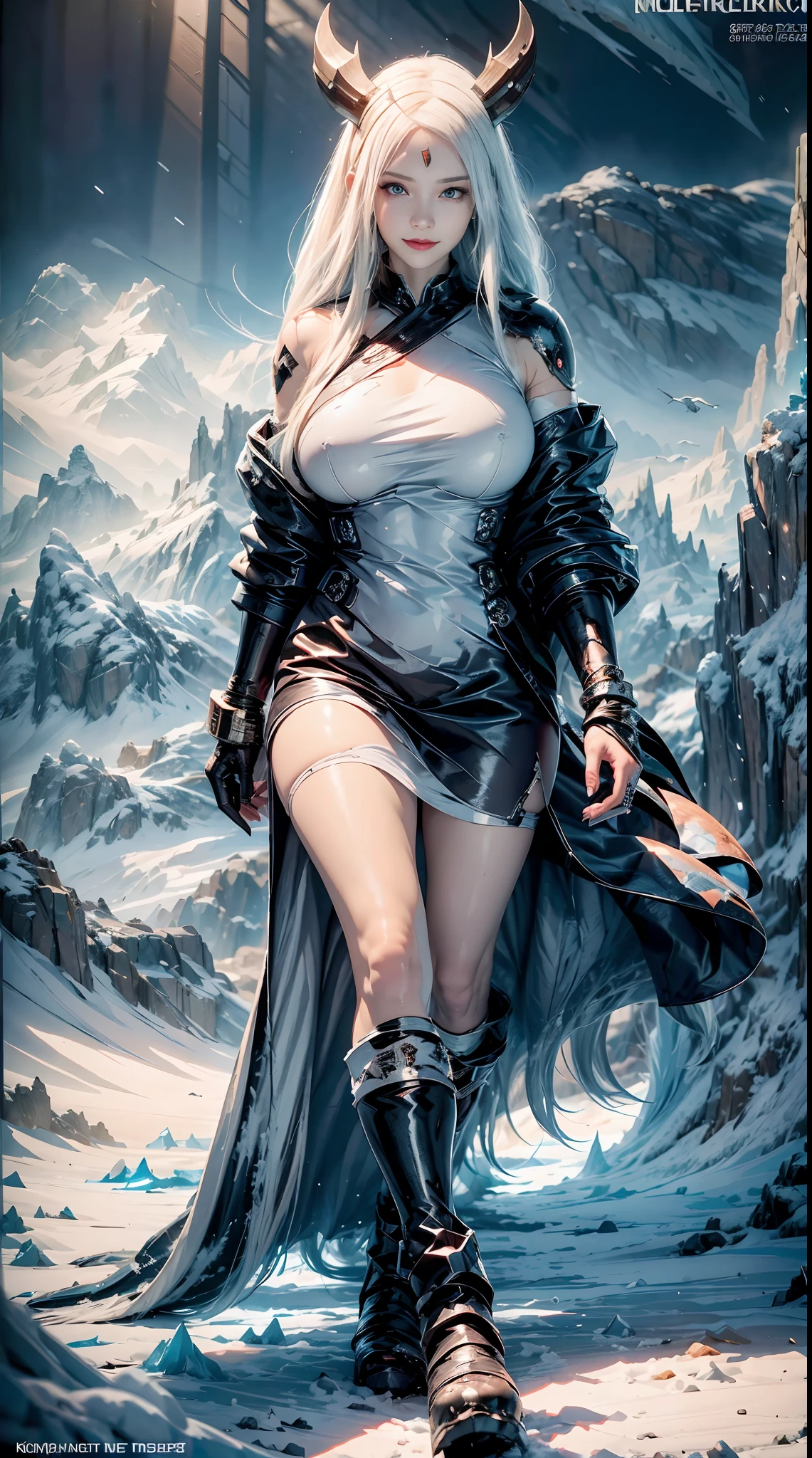 ((nsfw)),((gigantic breast:1)Cyberpunk, mechanical, broken, there is a picture of a very large iceberg, cyberpunk, mechanical, broken, with a lot of snow, dungeon background, icicle background, arena background, game background, dark dark cave background,a female warrior squatting down,((angry:1))