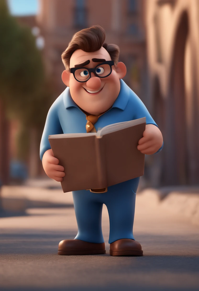 Cartoon character of a man with black glasses and a blue shirt, animation character, Caractere estilizado, animation style rendering, 3D estilizado, Arnold Maya render, 3 d render stylized, toon render keyshot, Personagem 3D, Personagem 3D, 3d rendering stylized, 3 d character render, personagem de desenho animado, Personagem de close up, Pose de personagem, (Estilo Pixar) (master part:1.2) (Bokeh) (best quality) (pele detalhada) (textura detalhada) (8k) (argila) (Cinematic lighting) (foco nítido