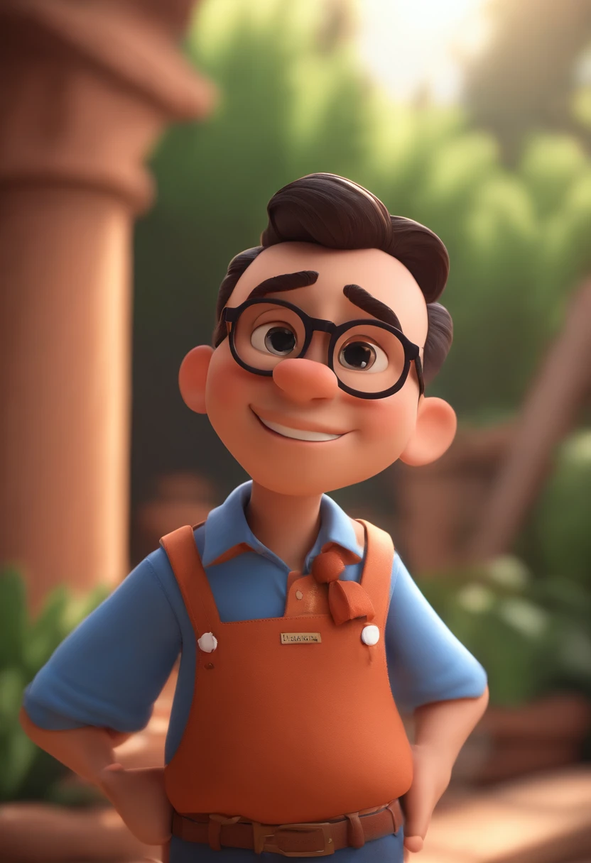 Cartoon character of a man wearing black glasses and a blue shirt, um personagem animado, Caractere estilizado, animation style rendering, 3D estilizado, Arnold Maya render, 3 d render stylized, toon render keyshot, Personagem 3D, Personagem 3D, 3d rendering stylized, 3 d character render, personagem de desenho animado, Personagem de close up, Pose de personagem, (Estilo Pixar) (master part:1.2) (Bokeh) (best quality) (pele detalhada) (textura detalhada) (8k) (argila) (Cinematic lighting) (foco nítido,Senta e vaza a parte superior do corpo