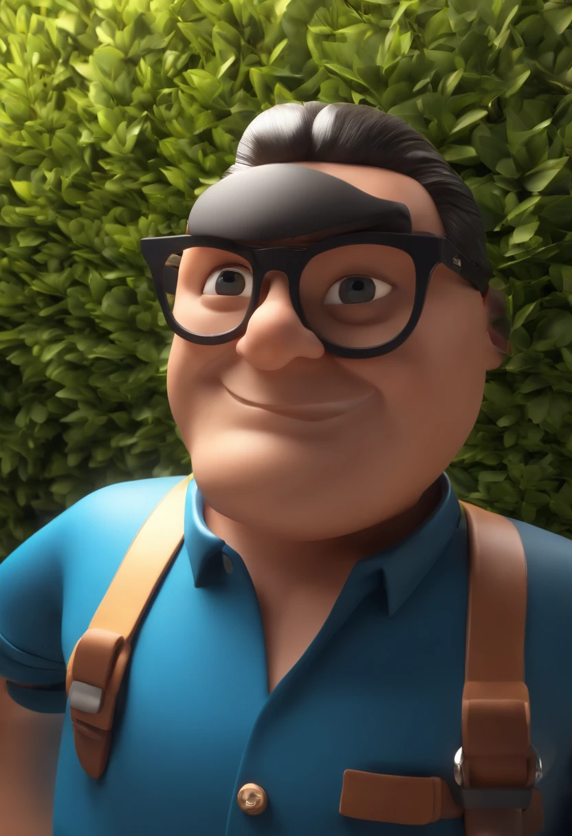 Cartoon character of a man wearing black glasses and a blue shirt, um personagem animado, Caractere estilizado, animation style rendering, 3D estilizado, Arnold Maya render, 3 d render stylized, toon render keyshot, Personagem 3D, Personagem 3D, 3d rendering stylized, 3 d character render, personagem de desenho animado, Personagem de close up, Pose de personagem, (Estilo Pixar) (master part:1.2) (Bokeh) (best quality) (pele detalhada) (textura detalhada) (8k) (argila) (Cinematic lighting) (foco nítido,Senta e vaza a parte superior do corpo