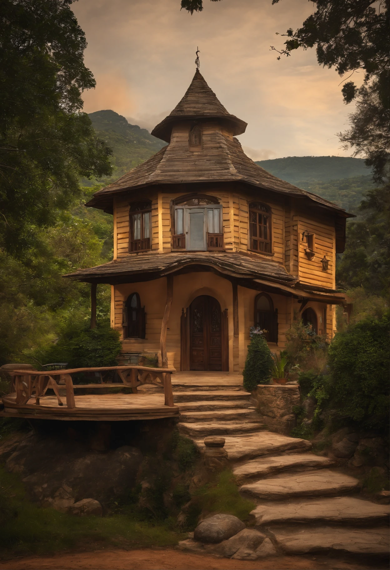 Garota: Brenda, aproximadamente de idade, cabelo comprido estilo Disney, olhos castanhos e sorrisos. garota: Pietra, 16 anoss cabelos loiros e olhos castanhos. scenecy: Brenda and Pietra are in a cozy little house in the valley, ao fundo um dia ensolarado, Destacando o Sol.