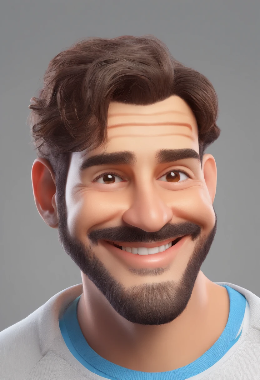 Smiling Man Illustration, sorriso insano, Homem de pele marrom com um sorriso gigante, happily smiling at the camera, sorriso atrevido, he's smiling, sorriso muito grande, Macho sorridente, foto de perfil headshot, rindo sorriso enorme, desenhando no estilo de Arte 3D, c4d, fundo de cor branco puro, estilo disney, estilo pixar render ilustracao Super Detalhe, 8k