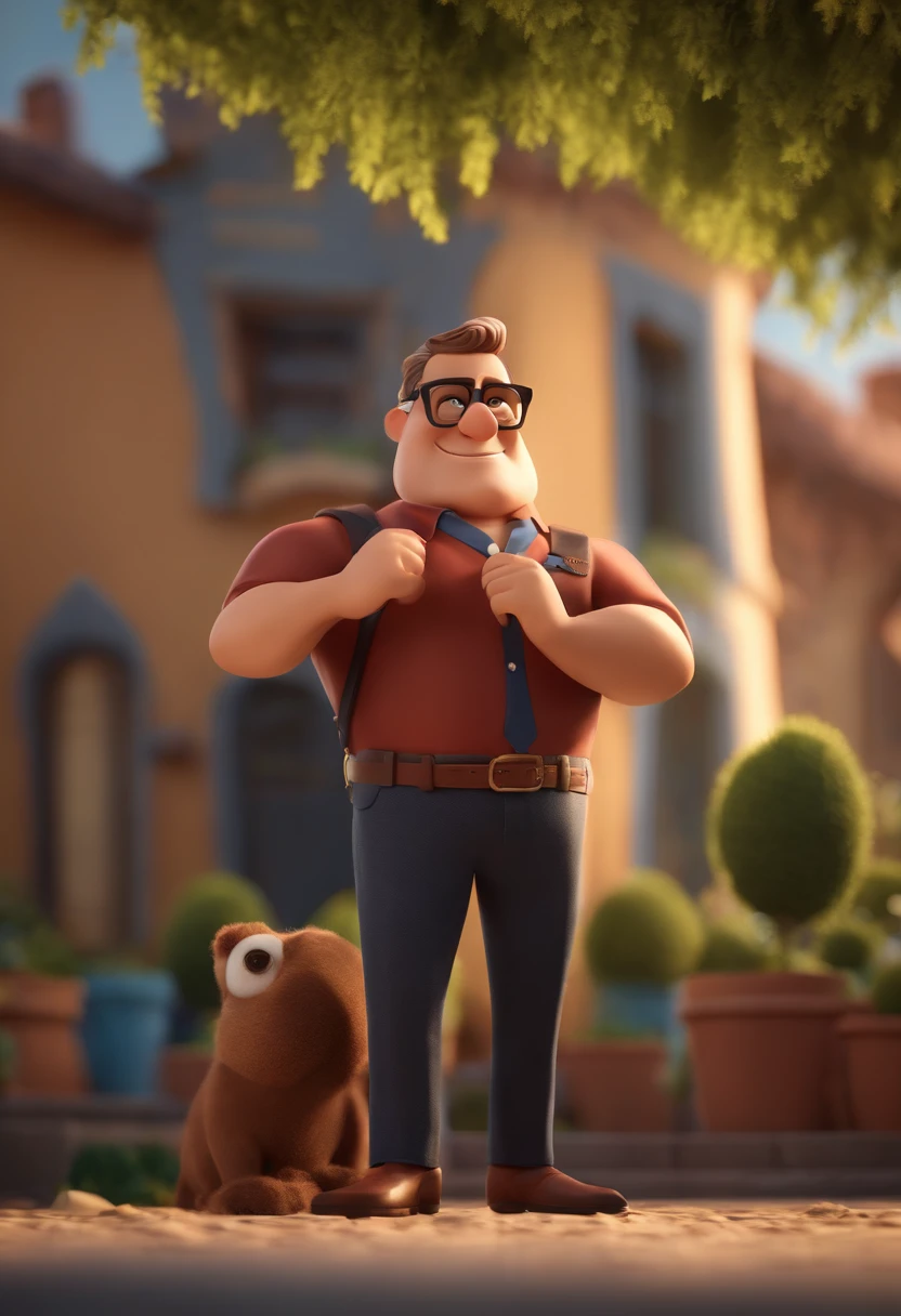 Cartoon character of a man wearing black glasses and a blue shirt, um personagem animado, Caractere estilizado, animation style rendering, 3D estilizado, Arnold Maya render, 3 d render stylized, toon render keyshot, Personagem 3D, Personagem 3D, 3d rendering stylized, 3 d character render, personagem de desenho animado, Personagem de close up, Pose de personagem, (Estilo Pixar) (master part:1.2) (Bokeh) (best quality) (pele detalhada) (textura detalhada) (8k) (argila) (Cinematic lighting) (foco nítido,Senta e vaza a parte superior do corpo
