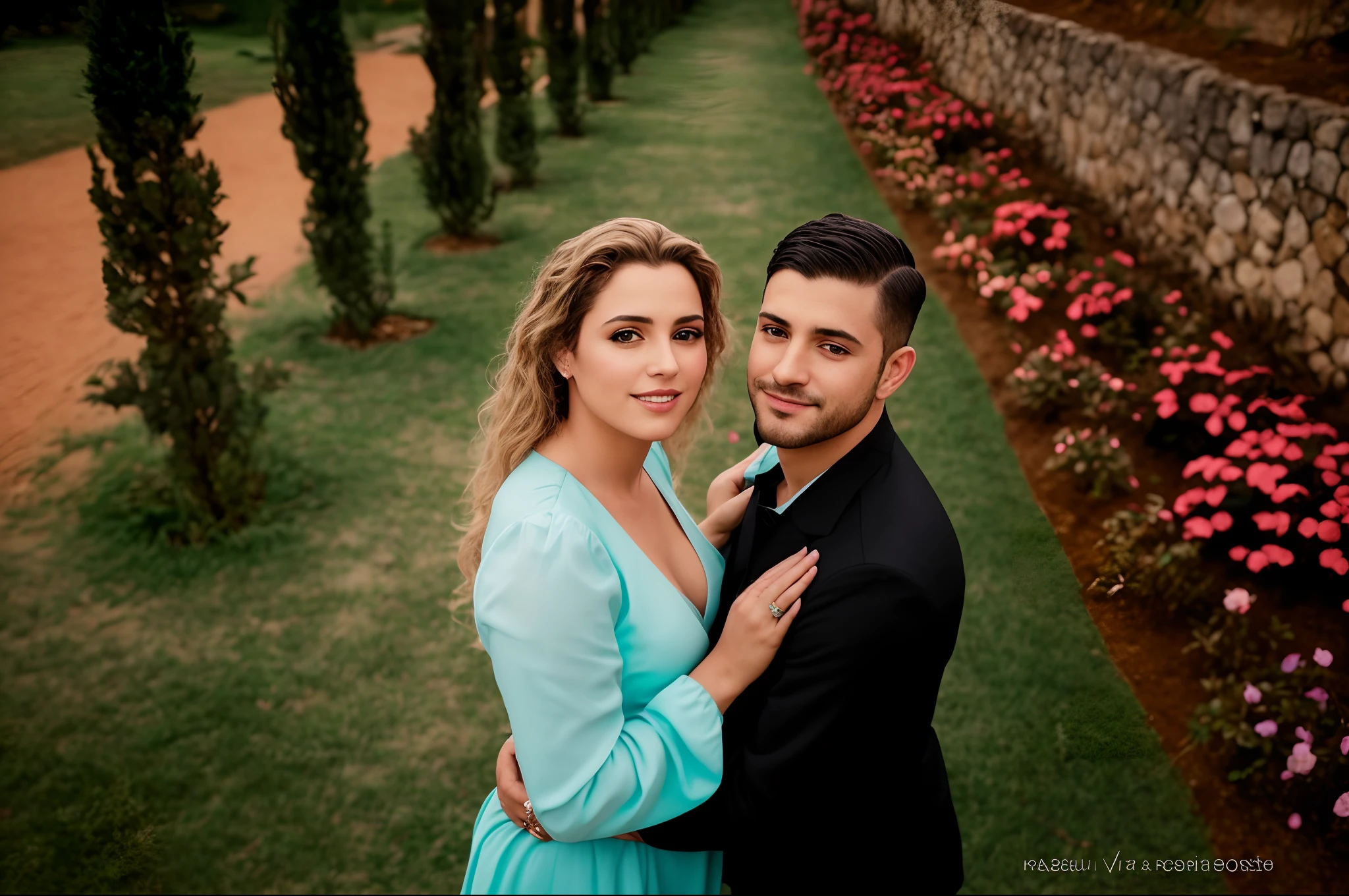 Casal Arafed posando para uma foto em um jardim, Directed by: Nandor Soldier, Malika Favre, Directed by: Felipe Seade, Lovely couple, Directed by: Nadir Afonso, retrato de casal, 1614572159, Directed by: Luis Miranda, pose de casal, Directed by: Samuel Silva, Directed by: Márta Lacza, retrato de casais