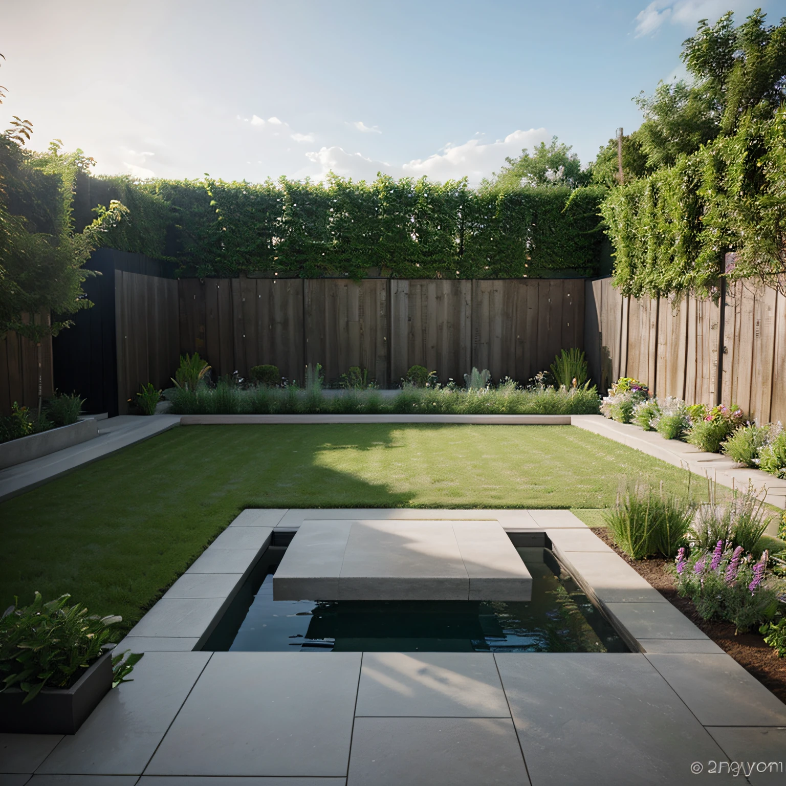 I created a photorealistic image of a contemporary garden.