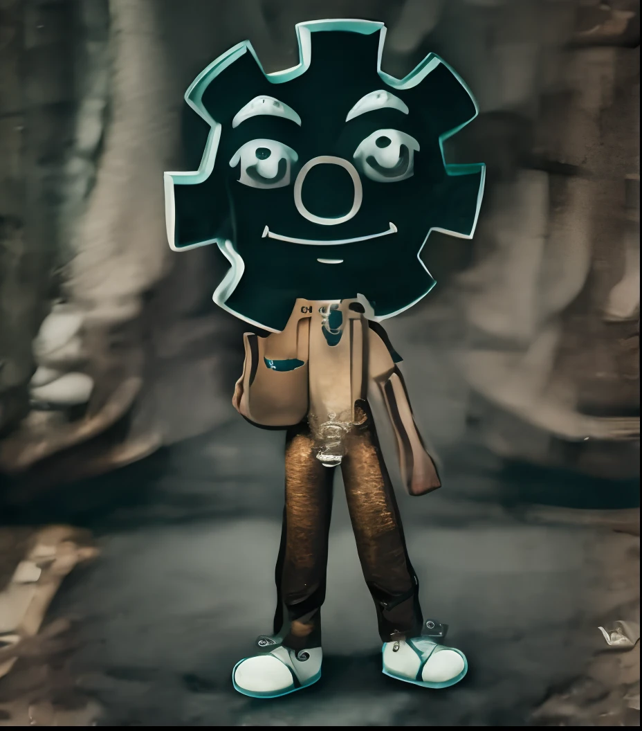 Image with human body and gear head.