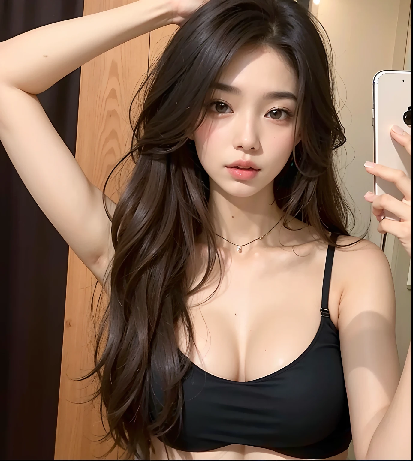 Asian woman araffed in a black sports bra taking a selfie with iphone, Chica coreana, Hermosa mujer surcoreana, Hermosa joven coreana, Hermosa joven coreana, Asian girl with long hair, Mujer coreana, beautiful asian girl, 18 years old, ulzzang, Jaeyeon Nam, Modelo de Instagram, Asian girl, Heonhwa Choe, con el pelo largo