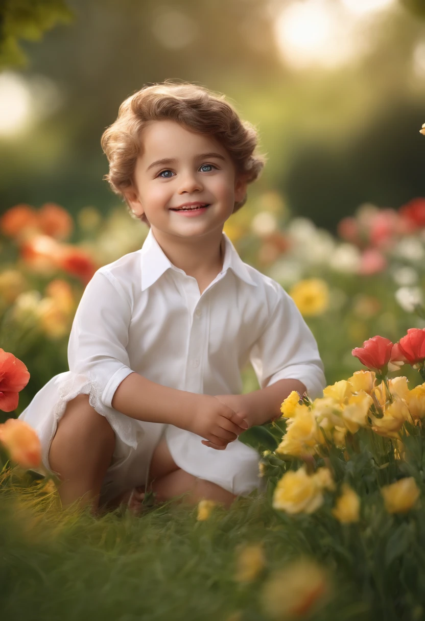 (best quality,4k,8k,highres,masterpiece:1.2),ultra-detailed,realistic,
boy dressed in white,beautiful detailed eyes,beautiful detailed lips,extremely detailed face,long eyelashes,white clothing,smiling with joy,outdoor scene,sunlit garden,green grass and colorful flowers,soft natural lighting,portrait,detail-rich,professional,vivid colors