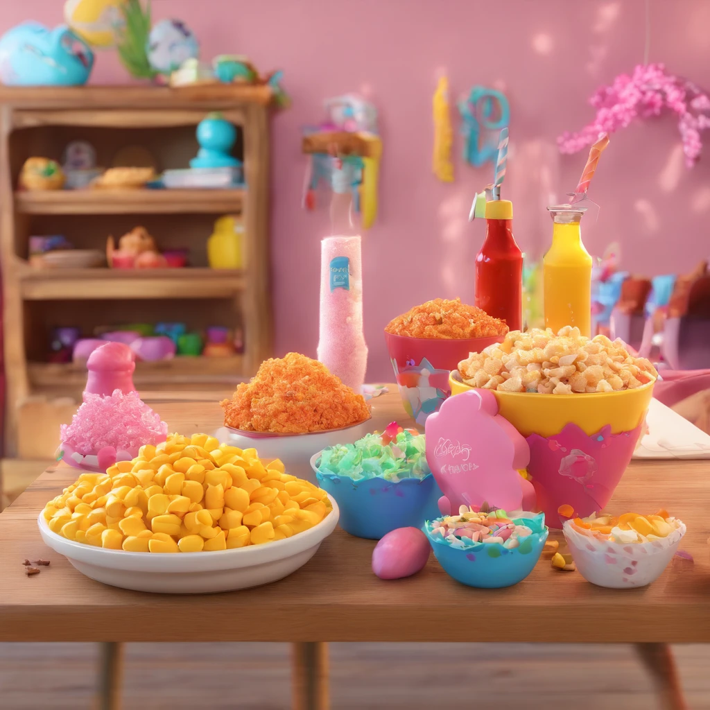 create a 3D movie poster inspired by Disney Pixar, The scene should be in Pixar's signature digital art style, mulher sorridente com cabelo preto longo gordinha confeiteira com avental rosa em uma cozinha de confeitaria