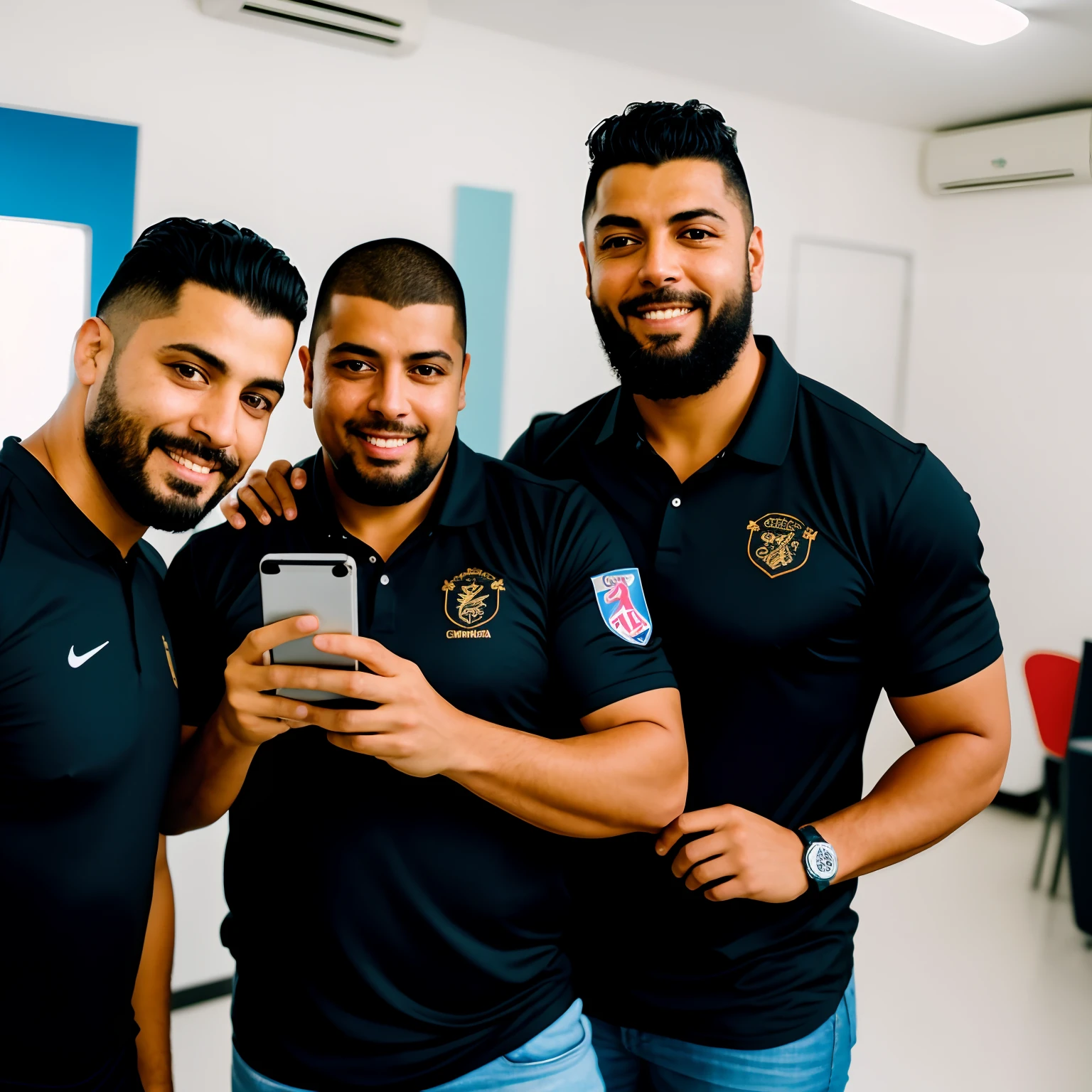 there is a man with a beard and a black shirt holding a cell phone, david rios ferreira, andres rios, Ronaldo Nazario Fenomeno, Ronaldo Nazario, Cristiano Orrillo, José Moncada, ástor alexander, em uma academia, Fotografia selfie 8k, ele tem cerca de 3 0 anos de idade, ele tem cerca de 30 anos, Joel Torres