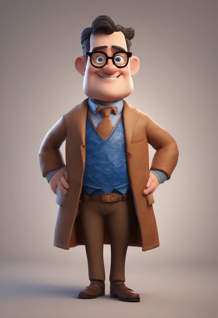 Cartoon character of a man with black glasses and a blue shirt, animation character, Caractere estilizado, animation style rendering, 3D estilizado, Arnold Maya render, 3 d render stylized, toon render keyshot, Personagem 3D, Personagem 3D, 3d rendering stylized, 3 d character render, personagem de desenho animado, Personagem de close up, Pose de personagem,  (Estilo Pixar) (master part:1.2) (Bokeh) (best quality) (pele detalhada) (textura detalhada) (8k) (argila) (Cinematic lighting) (foco nítido