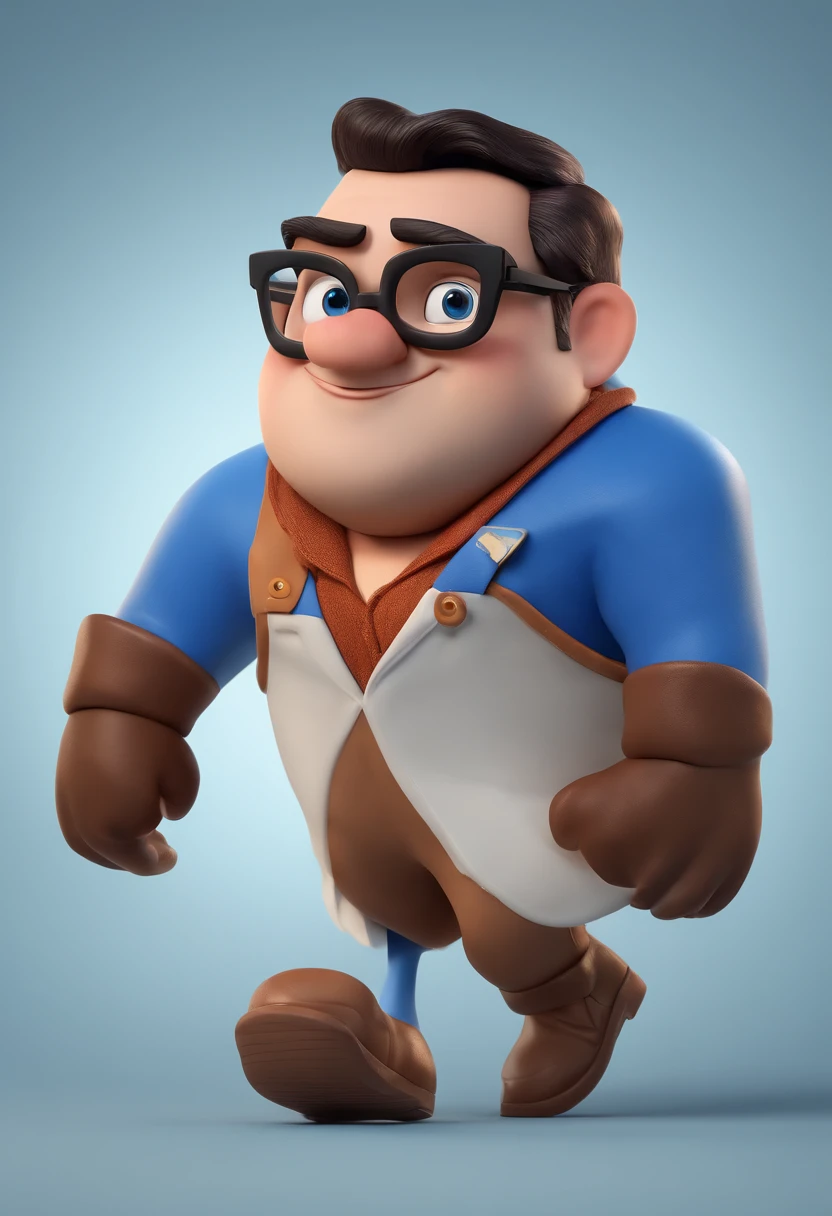 Cartoon character of a man with black glasses and a blue shirt, animation character, Caractere estilizado, animation style rendering, 3D estilizado, Arnold Maya render, 3 d render stylized, toon render keyshot, Personagem 3D, Personagem 3D, 3d rendering stylized, 3 d character render, personagem de desenho animado, Personagem de close up, Pose de personagem,  (Estilo Pixar) (master part:1.2) (Bokeh) (best quality) (pele detalhada) (textura detalhada) (8k) (argila) (Cinematic lighting) (foco nítido