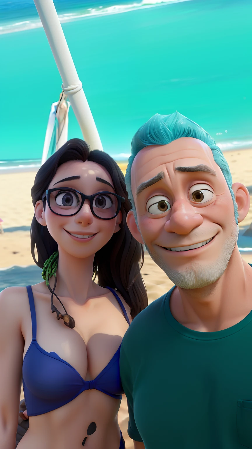 There's a man and woman in a bikini posing for a photo, imagem de perfil, cerca de 3 5 anos, vacation photo, Ayanamikodon e Irakli Nadar, Lovely couple, Barabas Miklos e Hollosy Simon, Foto do perfil, photo from behind, Foto do perfil, 3 0 anos mulher, na praia