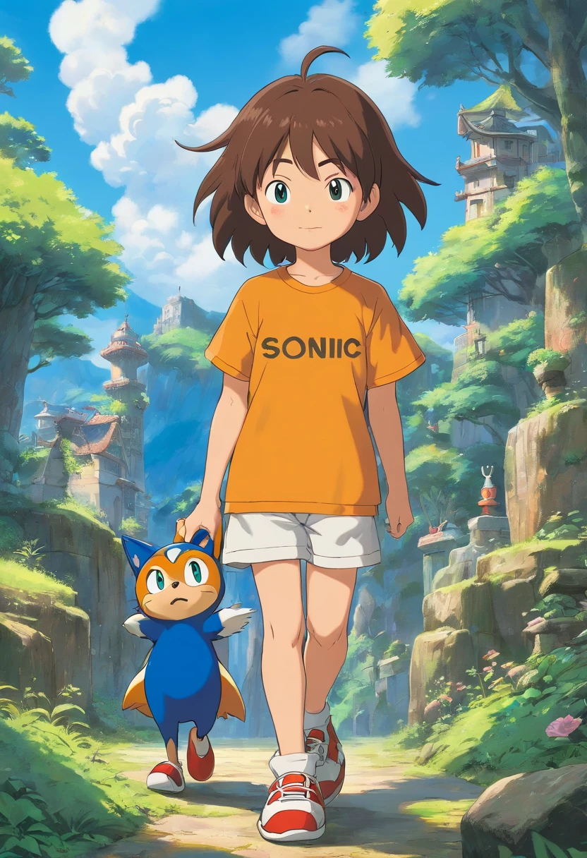 moreno de 5 anos pele morena, cabelo raspado e roupa do sonic