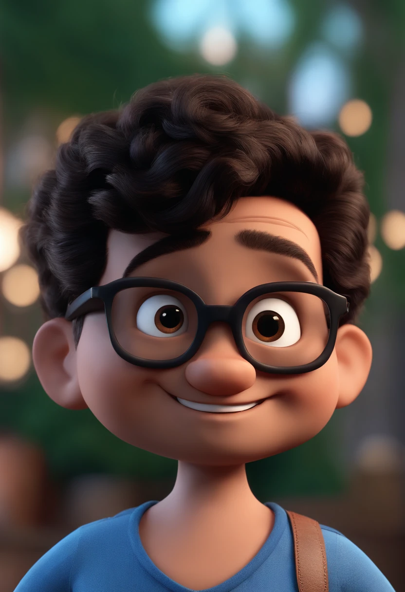 Cartoon character of a man with black glasses and a blue shirt, animation character, Caractere estilizado, animation style rendering, 3D estilizado, Arnold Maya render, 3 d render stylized, toon render keyshot, Personagem 3D, Personagem 3D, 3d rendering stylized, 3 d character render, personagem de desenho animado, Personagem de close up, Pose de personagem, (Estilo Pixar) (master part:1.2) (Bokeh) (best quality) (pele detalhada) (textura detalhada) (8k) (argila) (Cinematic lighting) (foco nítido