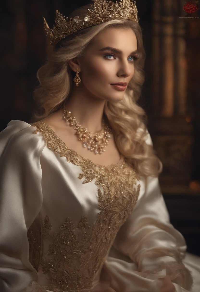 Um belo retrato da imperatriz, blonde hair, Olhos Azuis Perfeitos, com um brilhante, impossible awesome great christmas headpiece, roupas Papai Noel vestes, tudo Natal, neve, symmetric, Dramatic studio lighting, RococoStyle, Barroco, verdura, Asian, hiper-realismo, Closeup, d&d, fantasia, intrincado, elegante, altamente detalhado, pintura digital, art-station, octan render, 8k, arte conceitual, Fosco, foco nítido