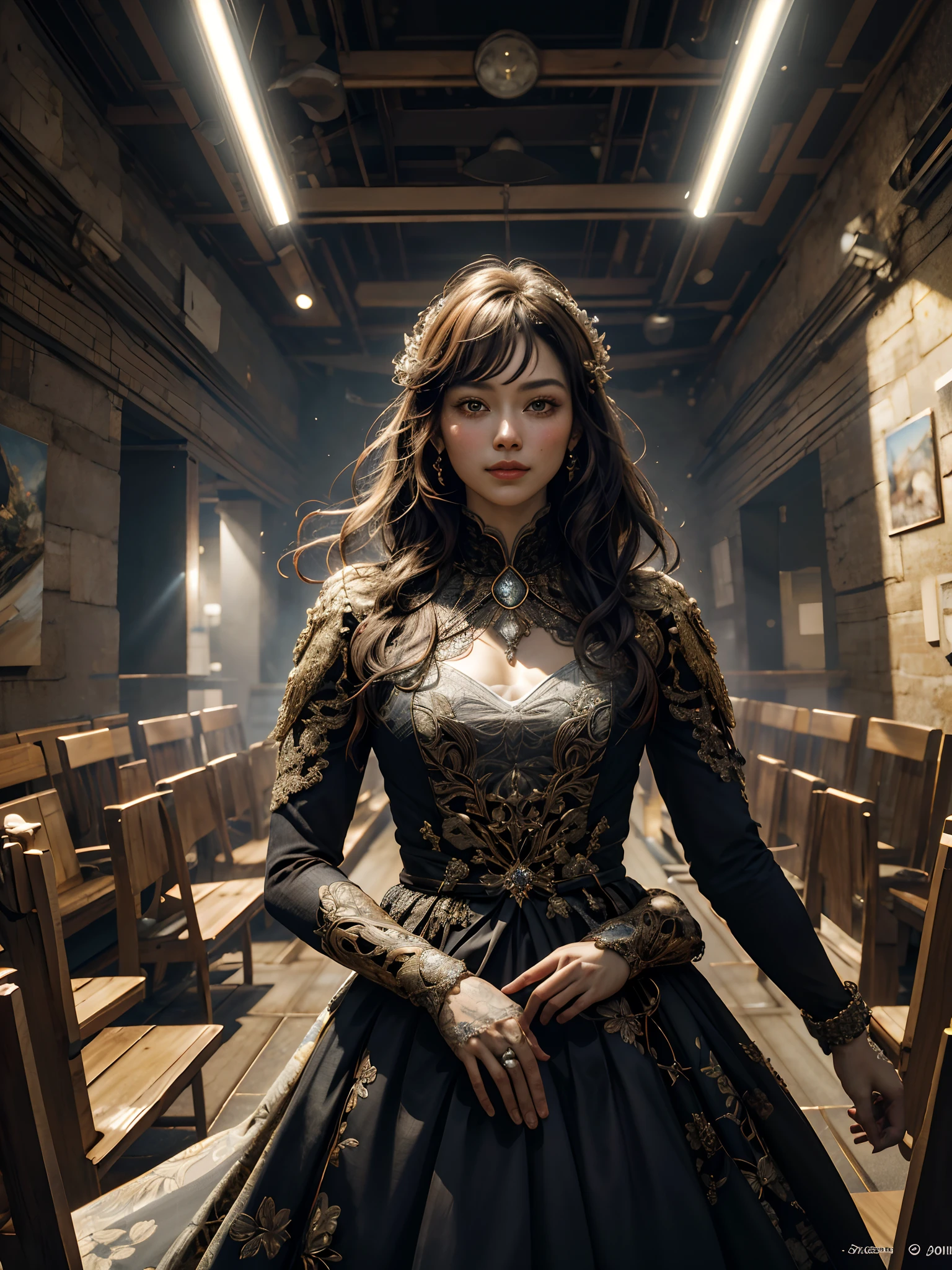 (((obra-prima))), ((melhor qualidade))), ((ultra-detalhado)), (hiper-realista), (Highly detailed CG illustration), ((extremamente delicado e belo))), cinematiclight, create stunning anime art that's currently trending on ArtStation, showing exquisite beauty and captivating aesthetics. A obra de arte deve ser altamente detalhada, presenting an attractive character and a visually appealing environment. The character of the work is a graceful and charming figure, radiating an aura of elegance. Pay close attention to intricate facial features, como olhos hipnotizantes de cor castanha e sombreamento delicado. Hair is long, castanhos na raiz e roxos nas pontas. The character's clothes should be designed with elaborate patterns of a fighting outfit. She has several apparent scars. Coloque o personagem em um ambiente cativante de luta. Pode ser uma sala com sacos de boxe em uma paisagem futurista movimentada. Incorpore cores vibrantes, dynamic lighting and detailed background elements to create a sense of depth and immersion. Consider the latest trends in anime art, How to incorporate unique lighting effects, explore creative compositional techniques or experiment with unconventional color palettes. Get inspired by ArtStation's top artists and their exceptional execution of various art styles and themes. camera footage: Choose an angle that highlights the beauty of the character and the immersive environment. Uplighting: Use atmospheric lighting techniques to create depth and humor. resolution: Aim for a high-resolution artwork to showcase intricate details and clarity. Art Inspirations: Look for inspiration from the artists on the rise at ArtStation, explorando diferentes estilos, Genres and themes.