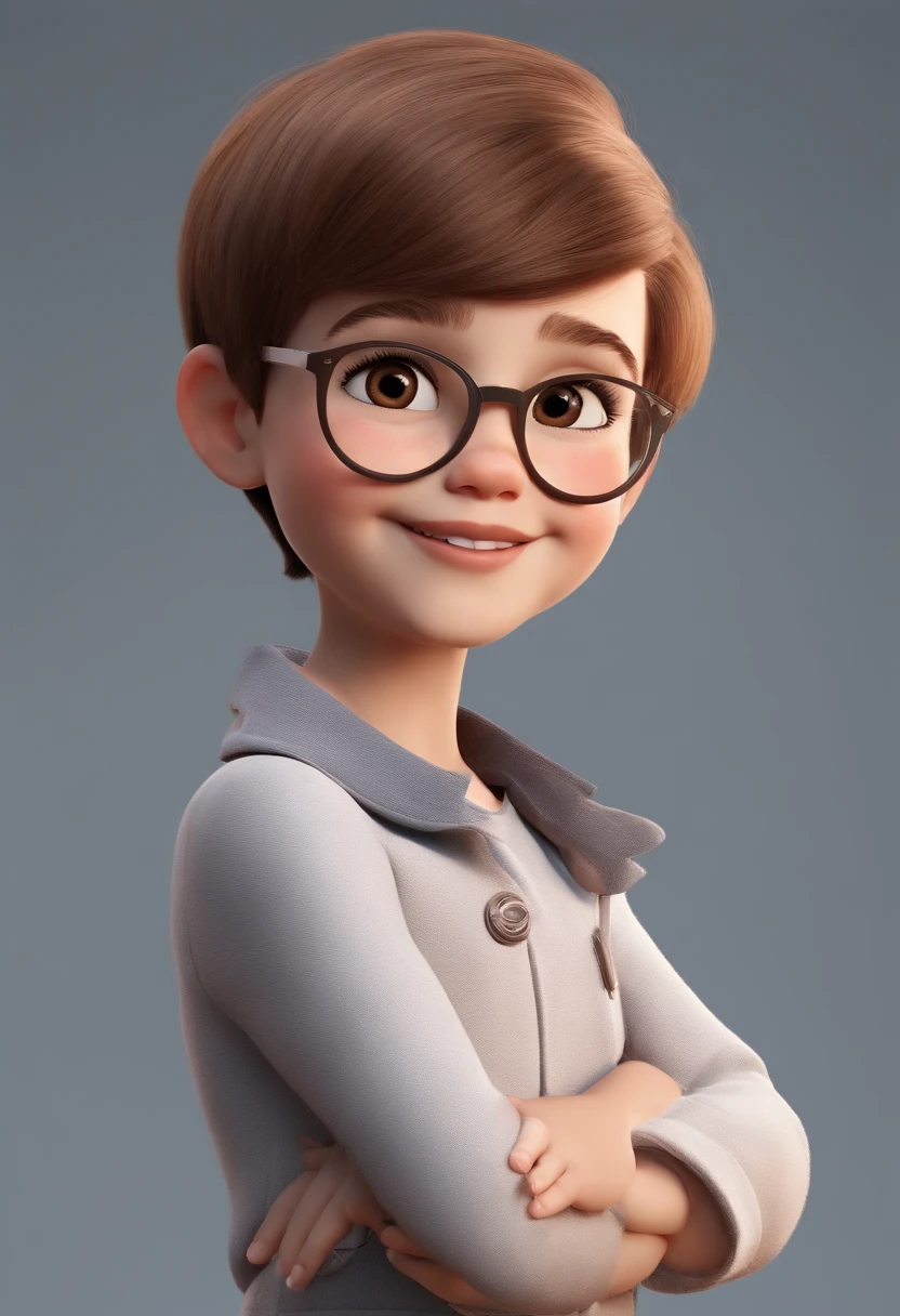 a happy cute  standing short hair, vestindo uma fantasia espacial, , fundo branco, barnet, Tom, Estilo Pixar, ....3d, desenhos animados, rosto detalhado, asymmetrical 16k