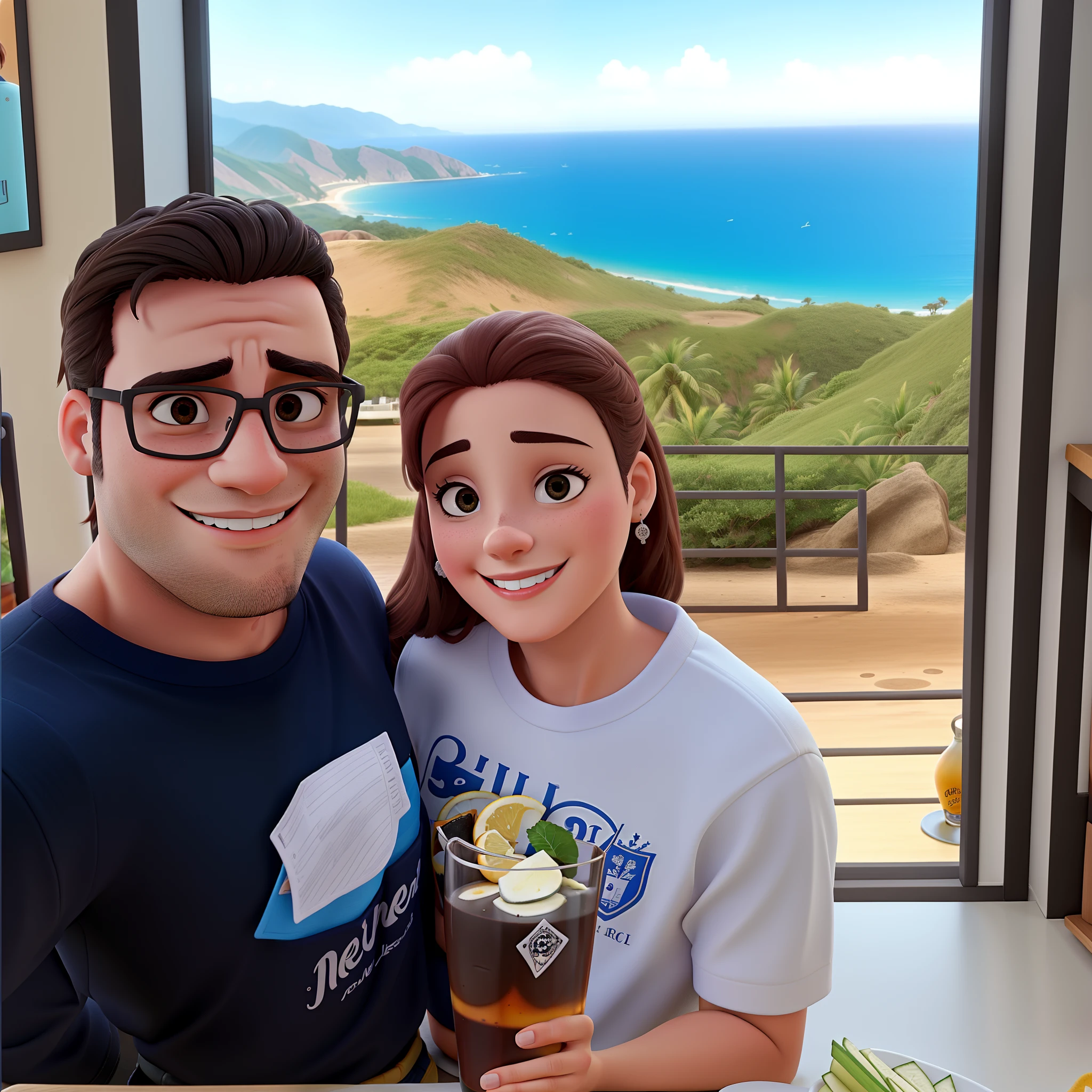 casal num bar se divertindo bebendo