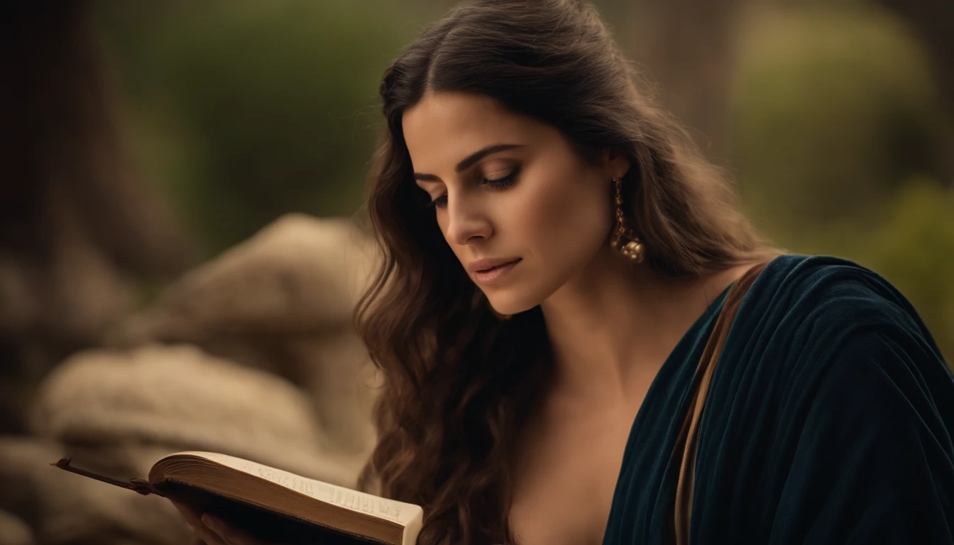 A Marilena Chaui  mais bonito de sempre com olhos coloridos, surrounded by philosophers such as Pluto and Aristotle.  in ancient Greece, com livros ao fundo , with high resolution
