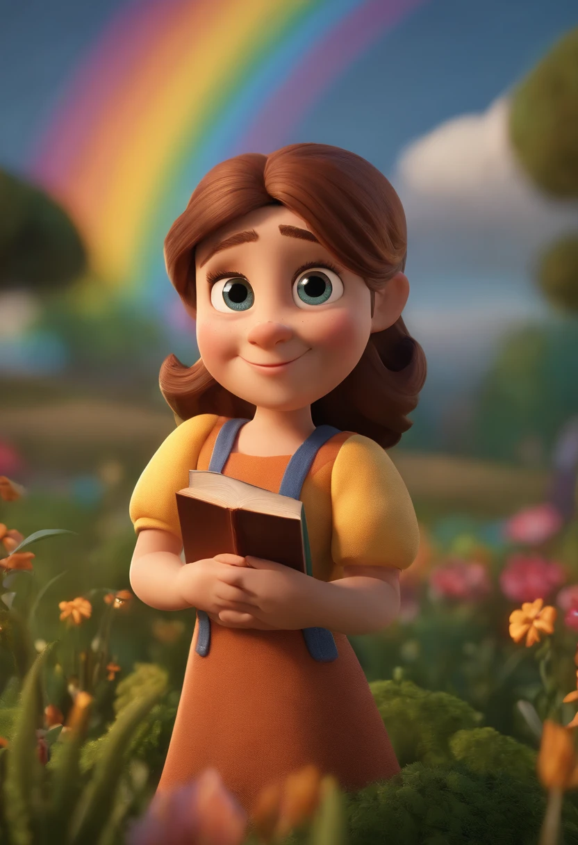 Cartoon character of a woman with bible in hand and a rainbow-colored salopete dress, cor dos olhos castanho, animation character, Caractere estilizado, animation style rendering, 3D estilizado, , 3 d render stylized, toon render keyshot, Personagem 3D, Personagem 3D, 3d rendering stylized, 3 d character render, personagem de desenho animado, Personagem de close up, Pose de personagem, (Estilo Pixar) (master part:1.2) (Bokeh) (melhor qualidade) (pele detalhada) (textura detalhada) (8k) (argila) (Cinematic lighting) (Sharp focus
Preparing