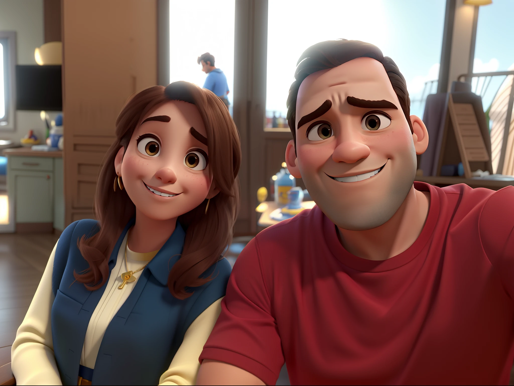 casal homem e mulher no estilo Disney Pixar, alta qualidade, melhor qualidade