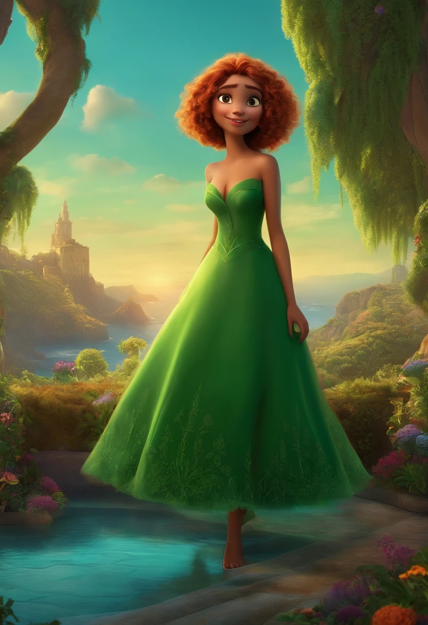 Criar um personagem no estilo pixar dentro de um jaleco. personagem morena cabelo enrolado e personagem branca olhos verdes