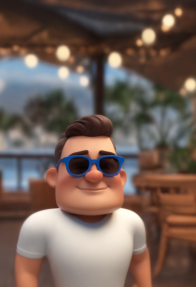 Cartoon character of a man wearing black glasses and a blue shirt, um personagem animado, Caractere estilizado, animation style rendering, 3D estilizado, Arnold Maya render, 3 d render stylized, toon render keyshot, Personagem 3D, Personagem 3D, 3d rendering stylized, 3 d character render, personagem de desenho animado, Personagem de close up, Pose de personagem, (Estilo Pixar) (master part:1.2) (Bokeh) (best quality) (pele detalhada) (textura detalhada) (8k) (argila) (Cinematic lighting) (foco nítido,Senta e vaza a parte superior do corpo