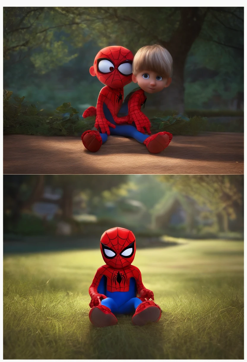 Imagem de um menino vestido de homem aranha em formato Pixar, He's the , inteligente, Caring and super charismatic.