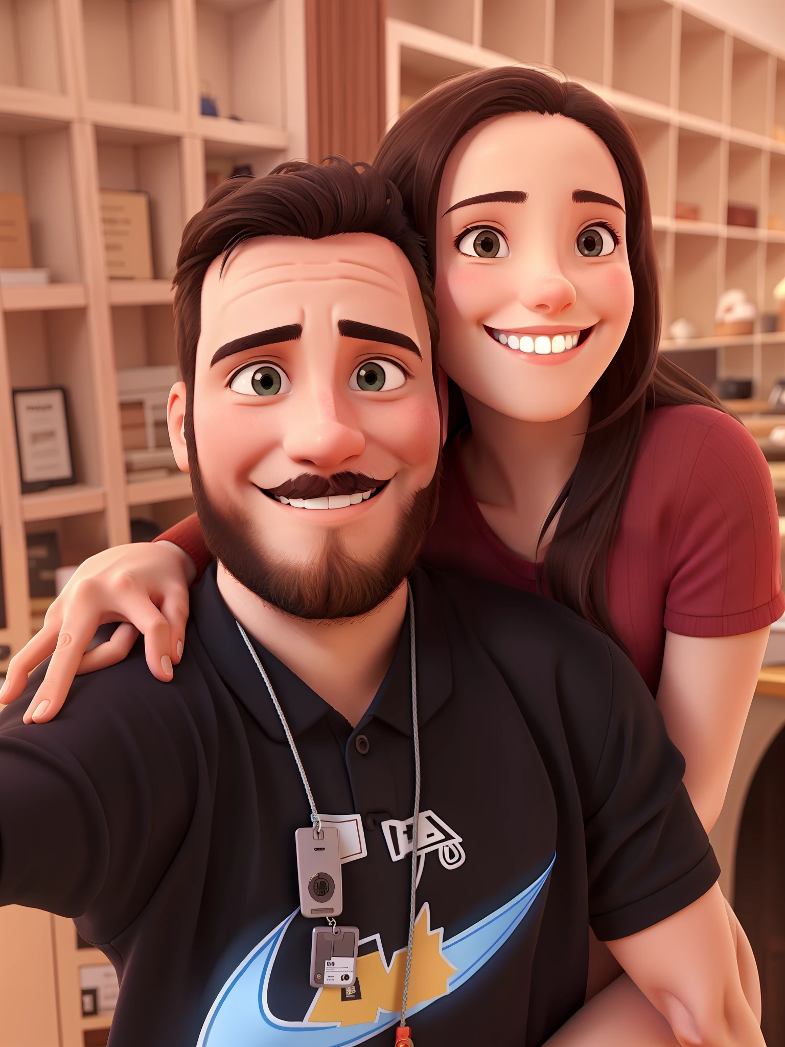 Hugging couple smiling at a selfi