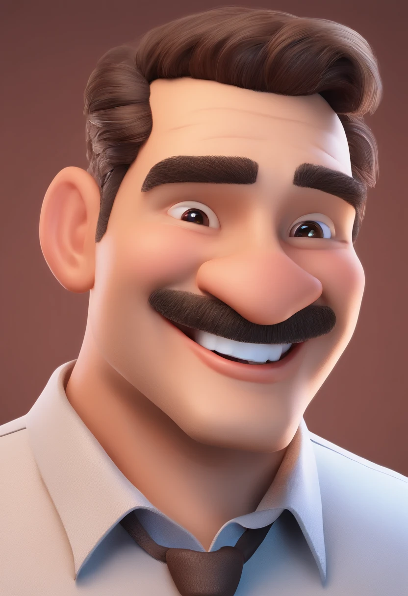Smiling Man Illustration, sorriso insano, Homem de pele marrom com um sorriso gigante, happily smiling at the camera, sorriso atrevido, he's smiling, sorriso muito grande, Macho sorridente, foto de perfil headshot, rindo sorriso enorme, desenhando no estilo de Arte 3D, c4d, fundo de cor branco puro, estilo disney, estilo pixar render ilustracao Super Detalhe, 8k