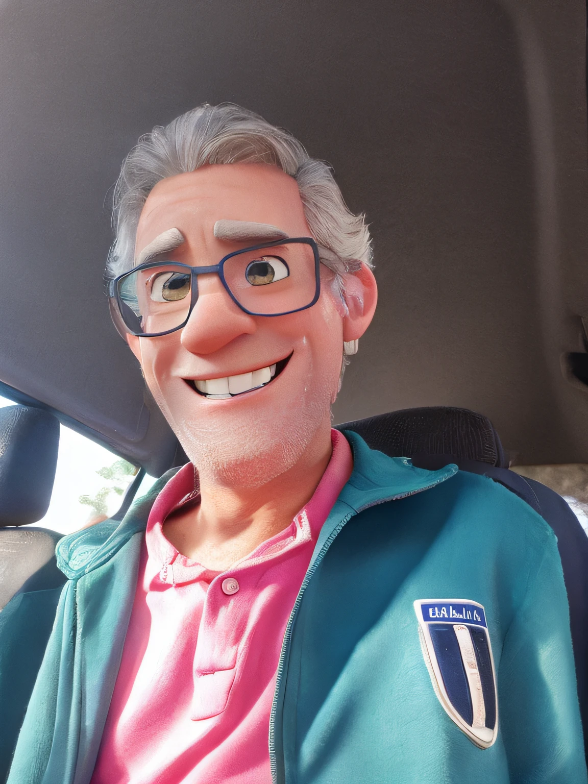 man smiling disney pixar cartoon style,