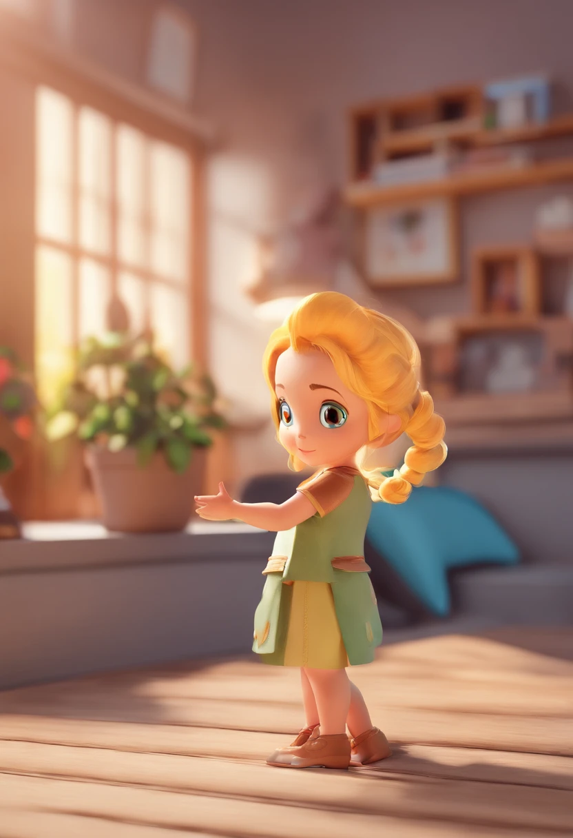 best quality, master part, fotorrealista, extremamente detalhado CG unidade 8k papel de parede, Chibi,1girl, Elsa,sozinho, cheio_corpo, sorrir, Olhando_em_visualizador, ao ar livre,