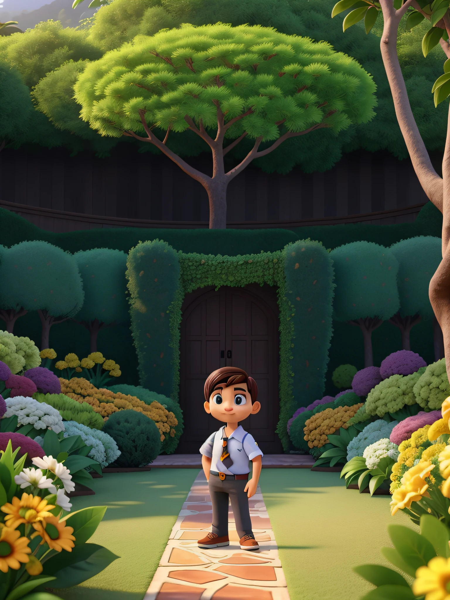Um lindo Jardim no fundo da imagem