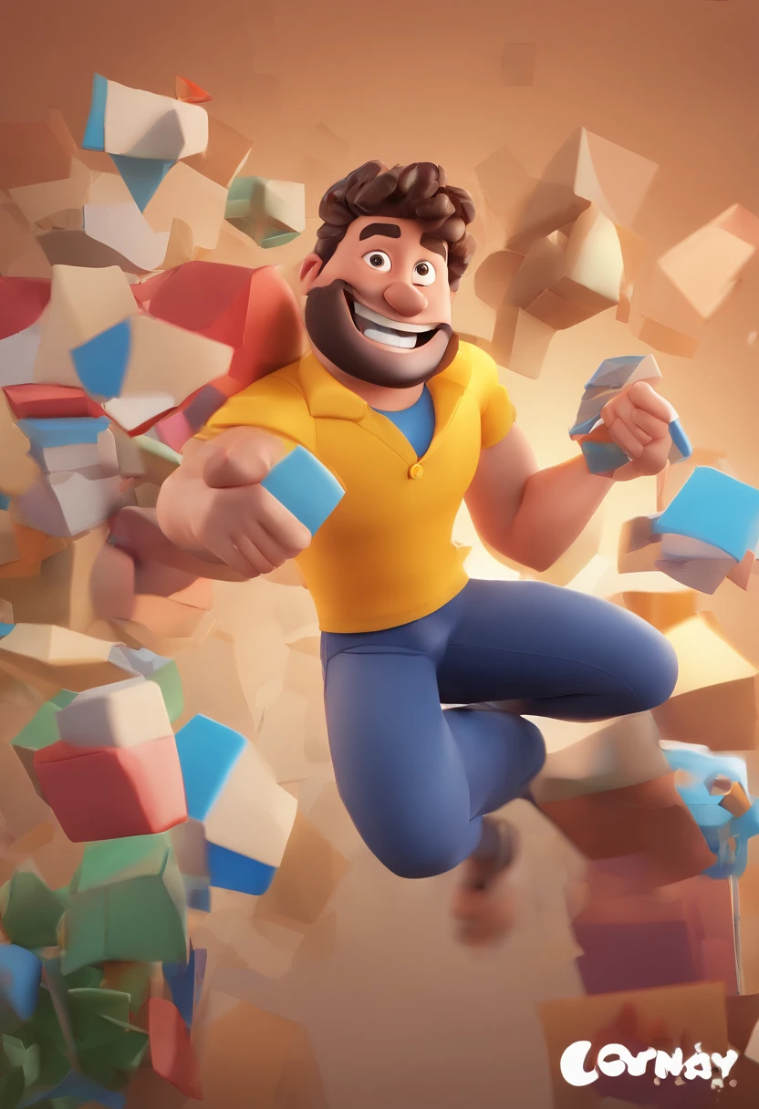 Smiling Man Illustration, sorriso insano, Homem de pele marrom com um sorriso gigante, happily smiling at the camera, sorriso atrevido, he's smiling, sorriso muito grande, Macho sorridente, foto de perfil headshot, rindo sorriso enorme, desenhando no estilo de Arte 3D, c4d, fundo de cor branco puro, estilo disney, estilo pixar render ilustracao Super Detalhe, 8k