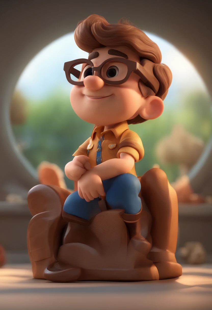 Personagem de desenho animado de um homem jovem com cabelos curtos, barba castanha e uma camisa azul, um personagem animado, Caractere estilizado, animation style rendering, 3D estilizado, Arnold Maya render, 3 d render stylized, toon render keyshot, Personagem 3D, Personagem 3D, 3d rendering stylized, 3 d character render, personagem de desenho animado, Personagem de close up, Pose de personagem, (Estilo Pixar) (master part:1.2) (Bokeh) (best quality) (pele detalhada) (textura detalhada) (8k) (argila) (Cinematic lighting) (foco nítido,Senta e vaza a parte superior do corpo