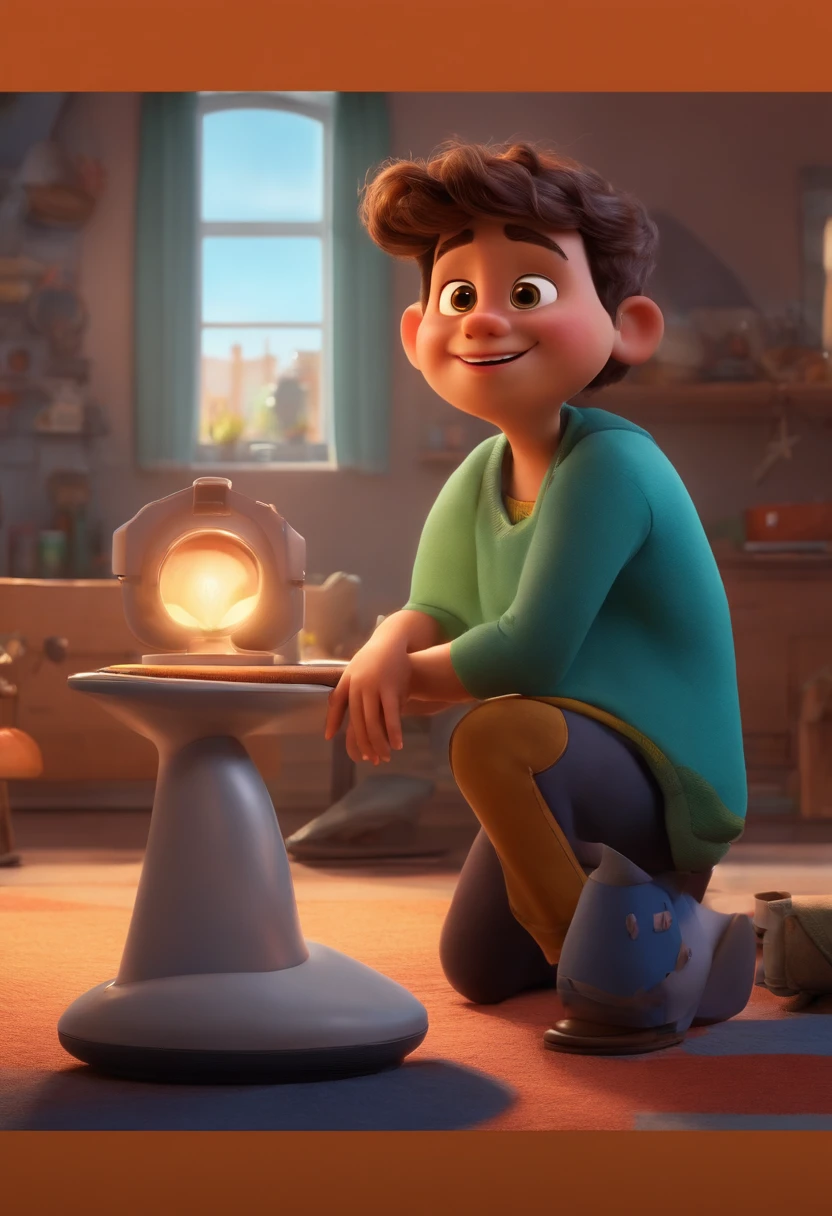 a happy cute ??? standing short hair, vestindo uma fantasia espacial, , fundo branco, barnet, Tom, Estilo Pixar, ....3d, desenhos animados, rosto detalhado, asymmetrical 16k