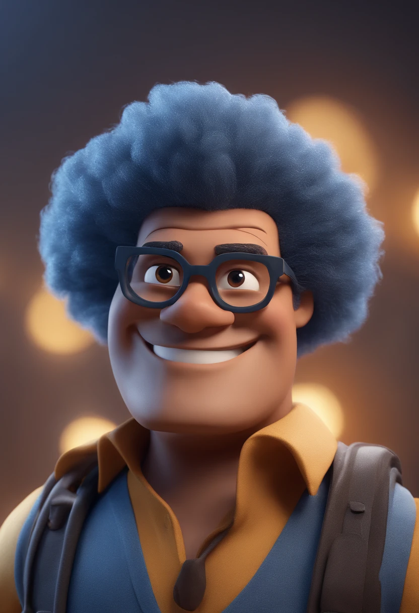 Cartoon character of a man with black glasses and a blue shirt, animation character, Caractere estilizado, animation style rendering, 3D estilizado, Arnold Maya render, 3 d render stylized, toon render keyshot, Personagem 3D, Personagem 3D, 3d rendering stylized, 3 d character render, personagem de desenho animado, Personagem de close up, Pose de personagem, (Estilo Pixar) (master part:1.2) (Bokeh) (best quality) (pele detalhada) (textura detalhada) (8k) (argila) (Cinematic lighting) (foco nítido