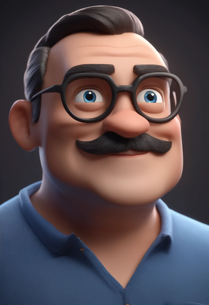 Cartoon character of a man with black glasses and a blue shirt, animation character, Caractere estilizado, animation style rendering, 3D estilizado, Arnold Maya render, 3 d render stylized, toon render keyshot, Personagem 3D, Personagem 3D, 3d rendering stylized, 3 d character render, personagem de desenho animado, Personagem de close up, Pose de personagem, (Estilo Pixar) (master part:1.2) (Bokeh) (best quality) (pele detalhada) (textura detalhada) (8k) (argila) (Cinematic lighting) (foco nítido
