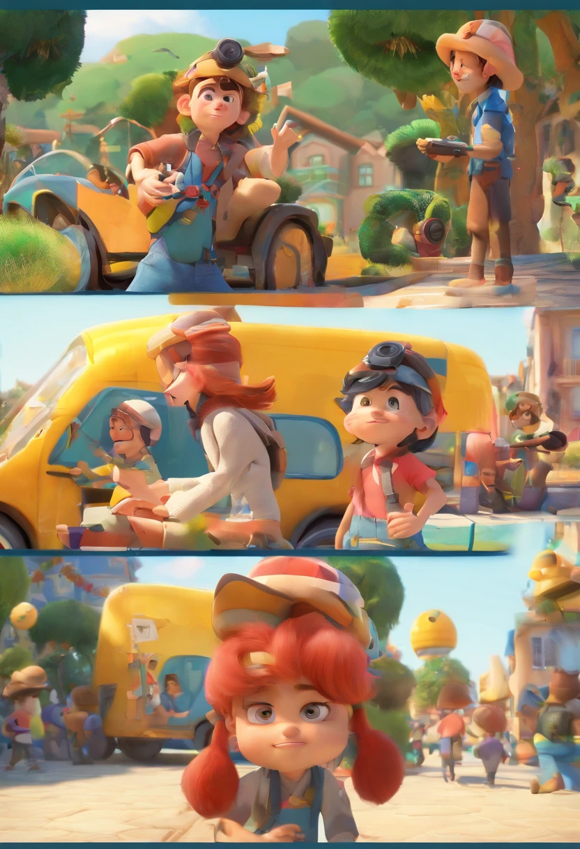 Disney Pixar 3D character of a fair-skinned boy wearing a black cap and black hair holding a Sony FX30 film camera, (La mejor calidad, Ultra detallado, realista:1.37), colores vibrantes, Studio lighting, [Renderizado 3D], [Captivating expression], [pose juguetona], [Entorno exterior], [Attention to facial details], [Fondo animado], [Impresionantes obras de arte], [ojos expresivos], [youthful energy], [Traje detallado], [Cabello negro distintivo], [Focus on the camera], [Playful atmosphere], [vivid colors], [dynamic composition], [Attention to lighting and shadows], [Narrativa atractiva], [Creative Exploration], [Inspired by fantasy], [toque caprichoso], [inspired by Disney Pixar aesthetics], [Magia en el aire], [Emocionante aventura], [enthusiastic expression], [dynamic perspective], [Cheerful spirit], [Captivating storytelling], [Detalles impresionantes en los objetos circundantes], [Attention to textures and materials], [Ambiente encantador], [Captivating character design], [Emphasis on facial features], [Calidad profesional], [artistic delicacy], [Attention to depth and dimension], [Playful interaction with the camera], [Experiencia inmersiva], [Gestos expresivos], [energy movement].