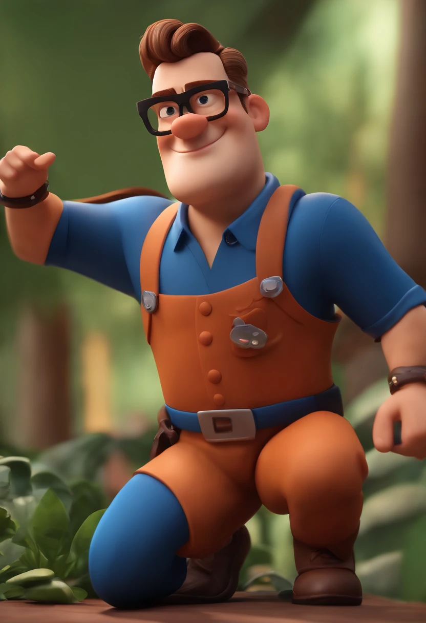 Cartoon character of a man wearing black glasses and a blue shirt, um personagem animado, Caractere estilizado, animation style rendering, 3D estilizado, Arnold Maya render, 3 d render stylized, toon render keyshot, Personagem 3D, Personagem 3D, 3d rendering stylized, 3 d character render, personagem de desenho animado, Personagem de close up, Pose de personagem, (Estilo Pixar) (master part:1.2) (Bokeh) (best quality) (pele detalhada) (textura detalhada) (8k) (argila) (Cinematic lighting) (foco nítido,Senta e vaza a parte superior do corpo