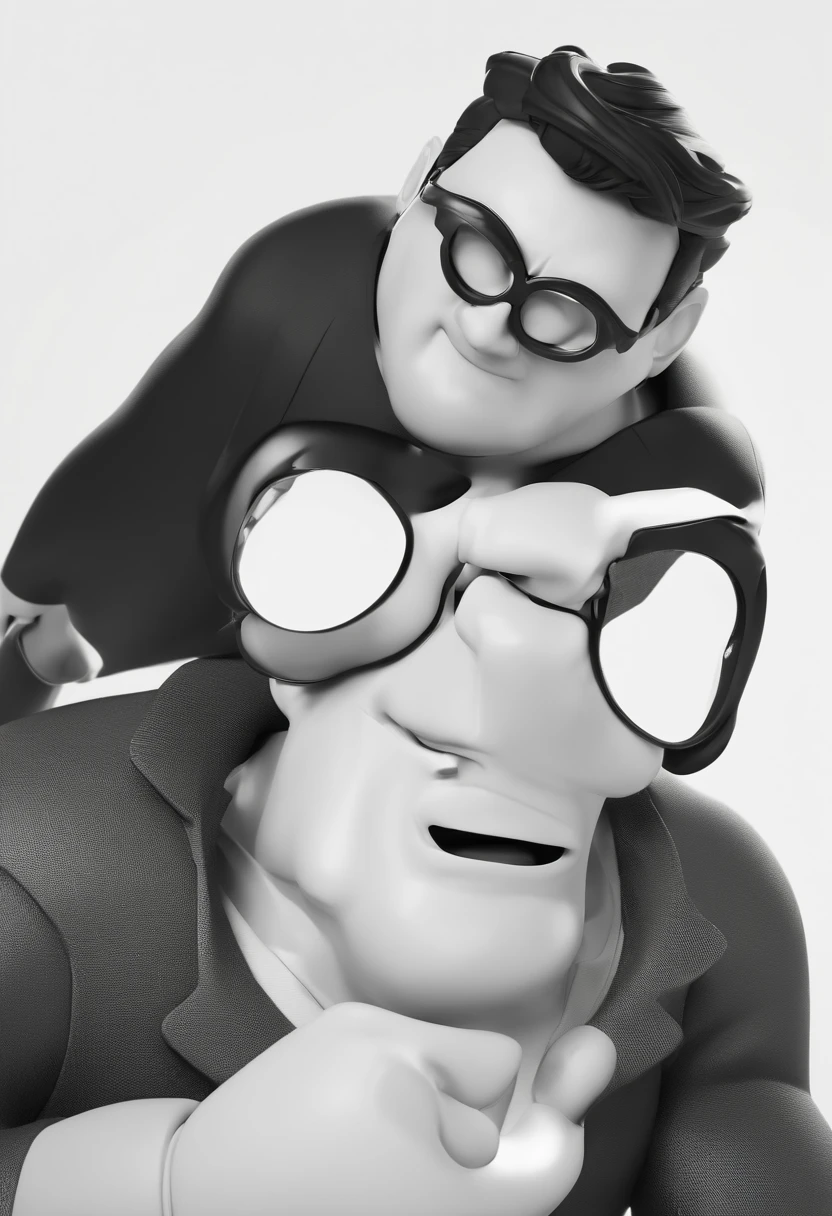 Cartoon character of a man wearing black glasses and a black shirt and black hair, um personagem animado, Caractere estilizado, animation style rendering, 3D estilizado, Arnold Maya render, 3 d render stylized, toon render keyshot, Personagem 3D, Personagem 3D, 3d rendering stylized, 3 d character render, personagem de desenho animado, Personagem de close up, Pose de personagem, (Estilo Pixar) (master part:1.2) (Bokeh) (best quality) (pele detalhada) (textura detalhada) (8k) (argila) (Cinematic lighting) (foco nítido，Senta e vaza a parte superior do corpo