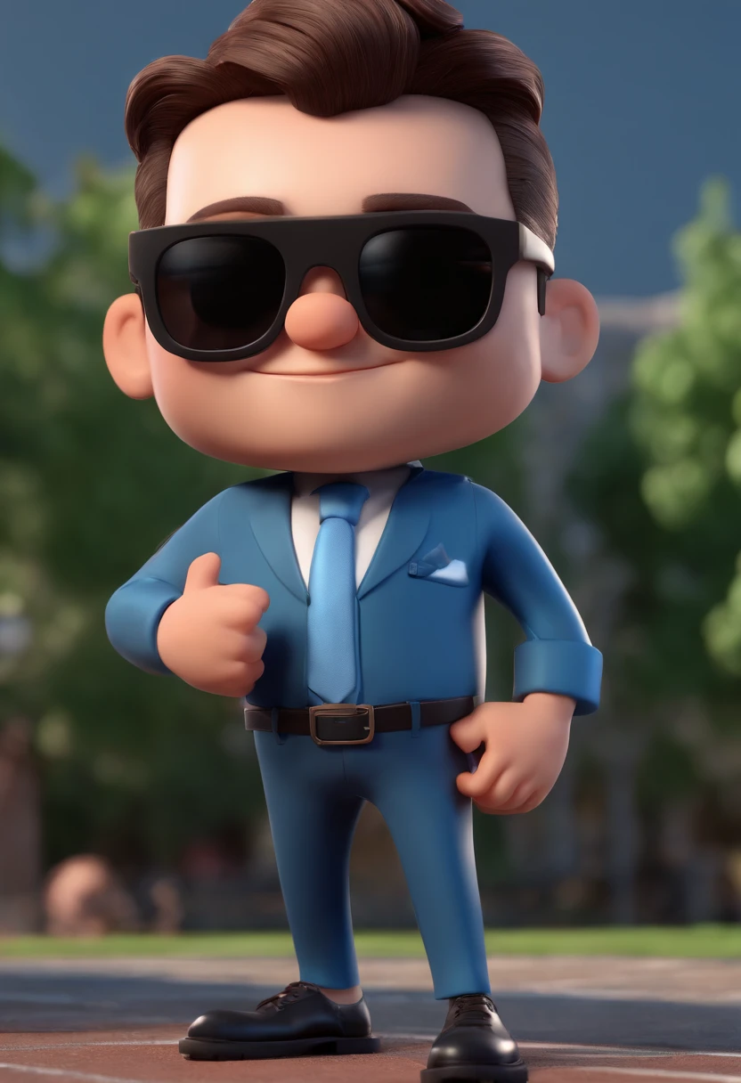 Cartoon character of a man with black glasses and a blue shirt, animation character, Caractere estilizado, animation style rendering, 3D estilizado, Arnold Maya render, 3 d render stylized, toon render keyshot, Personagem 3D, Personagem 3D, 3d rendering stylized, 3 d character render, personagem de desenho animado, Personagem de close up, Pose de personagem,  (Estilo Pixar) (master part:1.2) (Bokeh) (best quality) (pele detalhada) (textura detalhada) (8k) (argila) (Cinematic lighting) (foco nítido